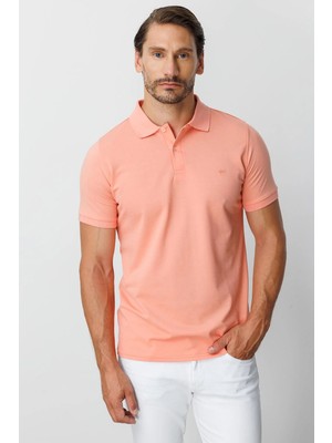 İGS Yavruağzı Modern Fit Dar Kalıp Polo Yaka Düz Kısa Kollu Pamuklu Tişört