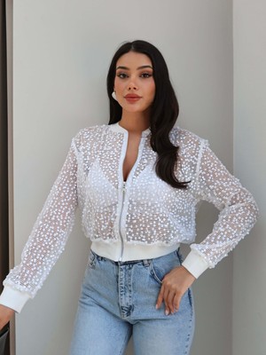 Esra Helvacı Pullu Ince Bomber Ceket