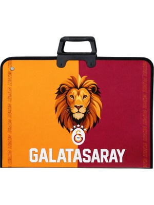 Galatasaray Lisanslı Parçalı Aslan Baskılı Proje Çantası - Askılı Fermuarlı Resim Çantası 35X50 cm