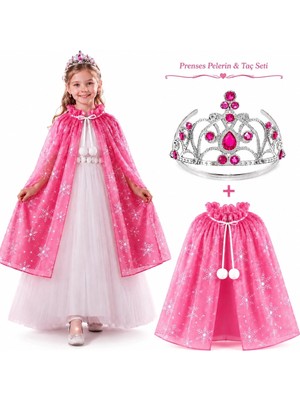 Eco Port Masal Prensesi Pembe Pelerin ve Taç Seti (85 Cm)