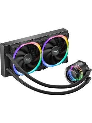 Elivora Store Antec Vortex 240 All-In-One Argb Cpu Sıvı Soğutucu, 240MM Radyatör, Intel ve Amd Soket Uyumlu, Antec Fusion Pwm Argb Fan, 3-Pin, 12V, Siyah