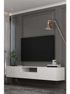 Dekortis Home Dekor 180DHDTDAÇ1B Sadem Duvara Monte Tv Sehpası,ünitesi Beyaz