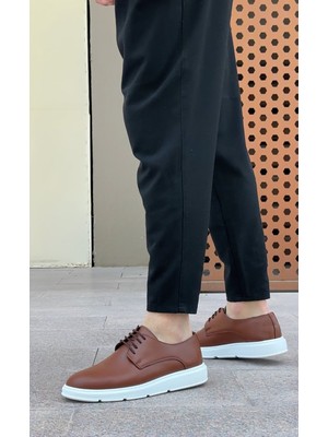 ET0003 Bağcıklı Klasik Taba Beyaz Kalın Taban Casual Erkek Ayakkabı