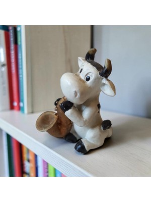 Hureggo Vintage Müzisyen Inek Serisi - Saksafon Çalan Sevimli Inek Biblosu - 7 cm