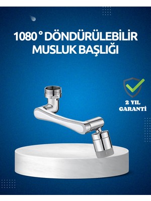Mercora Tech Dönen Musluk Başlığı 1080 Derece Ayarlanabilir Filtreli Sprey Uç