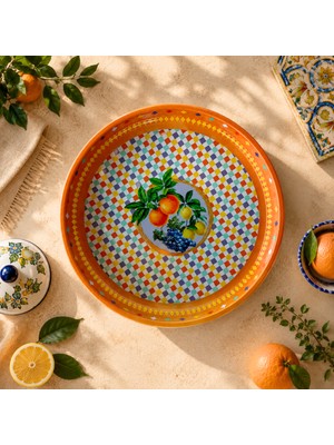 Sarkap Home 26 cm Lemon Design Turuncu Meyve Tabağı