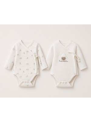 BabyCosy Organic Wear Bebek 2'li Kruvaze Body %100 Organik Pamuk, Bebek ve Yenidoğan Serisi - CSY8302