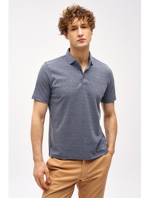 İGS Erkek Petrol Slim Fit Fermuarlı Polo Yaka Kısa Kollu Tişört