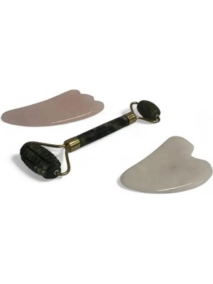 Hedea Yeşim Tırtıklı Roller ve Gua Sha Masaj Taşı Premium Set