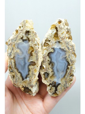 Healcrystal Mavi Dantel Siyah Deniz Akik Çifti, Gökyüzü Mavisi ve Lavanta Şeritler