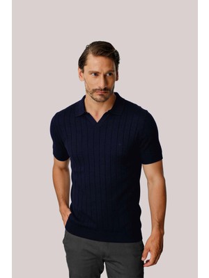 İGS Erkek Lacivert Triko Polo Yaka Tişört – Şık ve Modern Fit