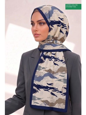 Benetton Fiore Desenli Şal B-S-1010 Antrasit