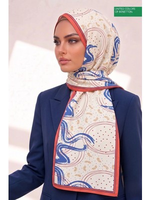 Benetton Fiore Desenli Şal B-S-1015 Krem
