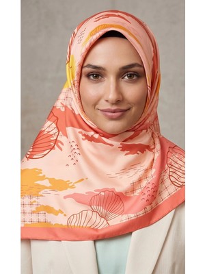 Benetton Sıena Desenli Eşarp B-E-1006 Somon
