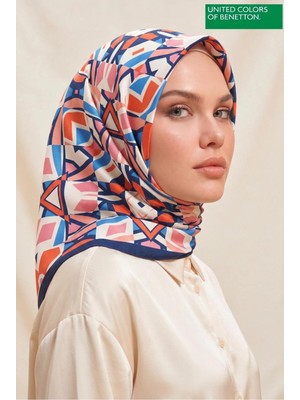 Benetton Sıena Desenli Eşarp B-E-1003 Lacivert