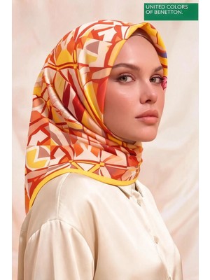 Benetton Sıena Desenli Eşarp B-E-1003 Sarı