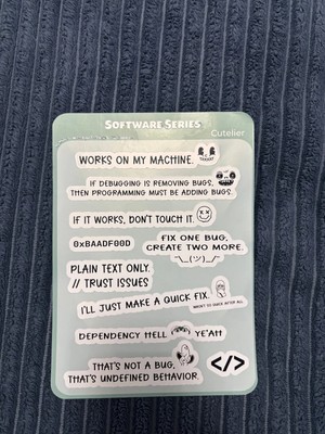Cutelier Works On My Machine – Developer Sticker Seti