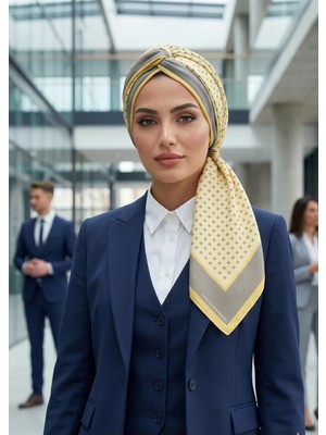 Benetton Sıena Desenli Eşarp B-E-1001 Sarı
