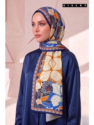 Sisley Esila Desenli Şal S-S-2010 Lacivert