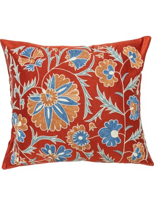 Soho Antiq Kisre Çiçekli Kırmızı Kırlent 50X50 cm