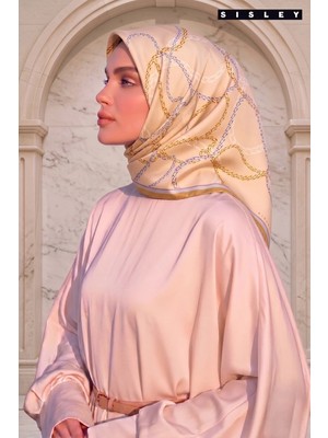 Sisley Saten Kadın Ipek Eşarp S-E-2033 Krem