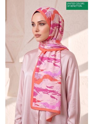Benetton Fiore Desenli Şal B-S-1010 Fuşya