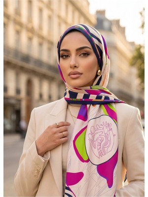 Benetton Sıena Desenli Eşarp B-E-1009 Lacivert