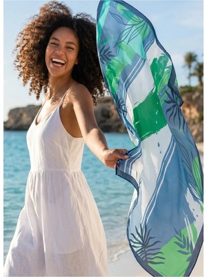Benetton Sıena Desenli Eşarp B-E-1002 Indigo