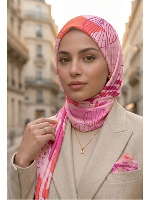 Benetton Sıena Desenli Eşarp B-E-1006 Şeftali