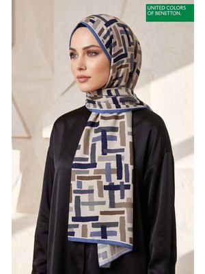 Benetton Fiore Desenli Şal B-S-1011 Füme