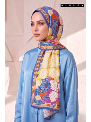 Sisley Esila Desenli Şal S-S-2010 Mavi