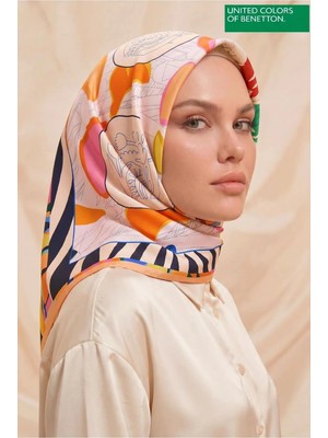 Benetton Sıena Desenli Eşarp B-E-1009 Somon