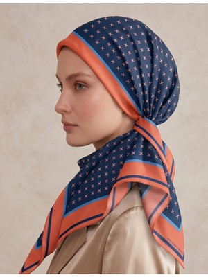 Benetton Sıena Desenli Eşarp B-E-1001 Lacivert