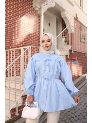 Büzgü ve Bağlama Detaylı Salaş Tunik