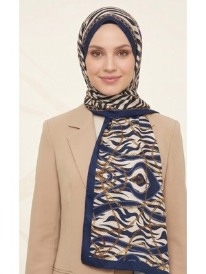 Sisley Esila Desenli Şal S-S-2009 Lacivert