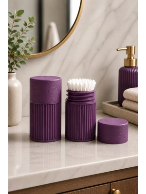 Arvella Studio Kulak Çubuğu Saklama Kutusu | Çok Amaçlı Organizer | Banyo ve Makyaj Düzenleyici - NORA02 Mor