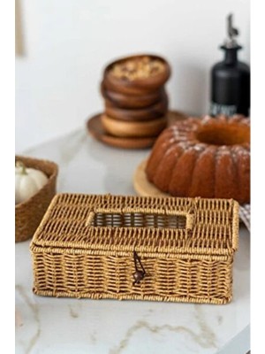 Empressco El Yapımı Bambu Rattan Peçetelik ve Saklama Kutusu, Doğal ve Şık Tasarım