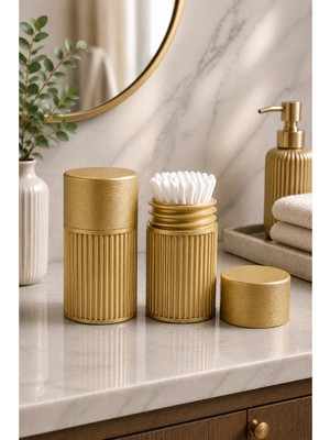 Arvella Studio Kulak Çubuğu Saklama Kutusu | Çok Amaçlı Organizer | Banyo ve Makyaj Düzenleyici - NORA02 Gold