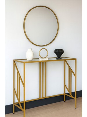 Empressco Estera Gold Kahve Köşesi Modern Konsol, 100 Cm, Şeffaf Cam, Şık Tasarım