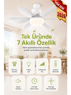 Goes Tavan Vantilatörlü LED Ampul, Kumandalı, Renkli
