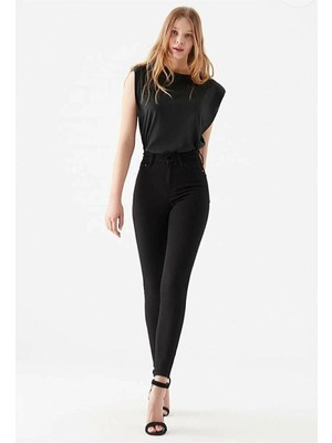 Defy Moda Likralı Yüksek Bel Efsane Kot Pantolon Antrasit Renk 92CM