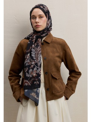 Fresh Scarfs Rosella Desen İpek Krep Şal Siyah