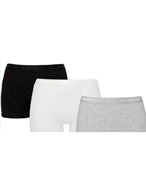 Dondeza Kadın Kısa Boxer Paket Içeriği 3 Adet ( Siyah-Beyaz-Gri)