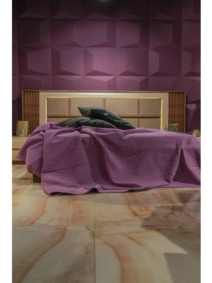 Sofline Premium %100 Pamuk Tek Kişilik Yazlık Pike, Yatak Örtüsü, Terletmez Kumaş(PUDRA RENK) (160x240cm)