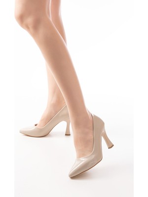 Zerenyus ZRİN-001 Premium Bej Rugan Günlük 9 cm Topuklu Stiletto