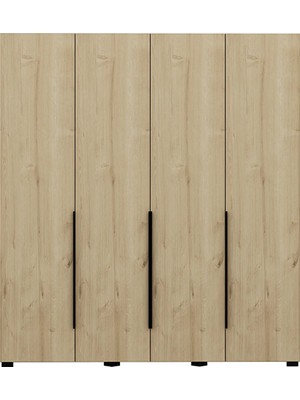 Minar Mobilya Gina 4 Kapaklı Gardırop Meşe 180X52X200 cm