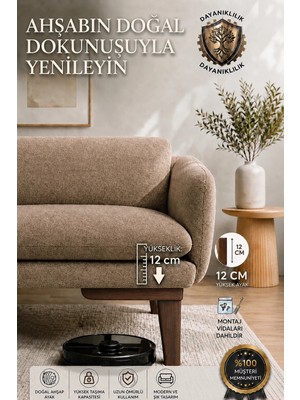 Legora Wood Design 12 cm Küt Ahşap Mobilya Ayağı Koyu Ceviz | Gürgen Koltuk Kanepe Berjer Baza Tv Ünitesi Uyumlu