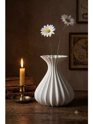 Teknoartshop Mona Bohem Plastik Vazo 15 cm. Beyaz