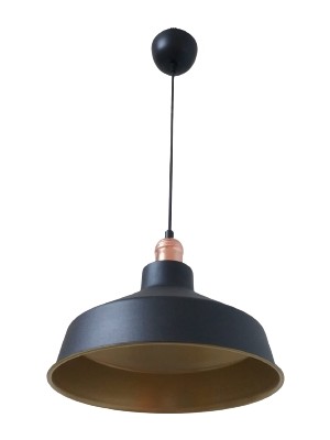 Rsylight Rys Retro Metal Siyah Dekoratif Bakır Duylu Siyah Içi Gold Mutfak Avize Çap:30 cm