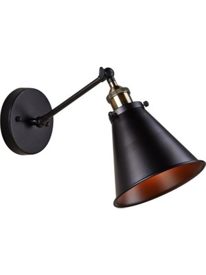 Rsylight Retro Metal Siyah Çift Mafsallı Dekoratif Rustik Duvar Aplik